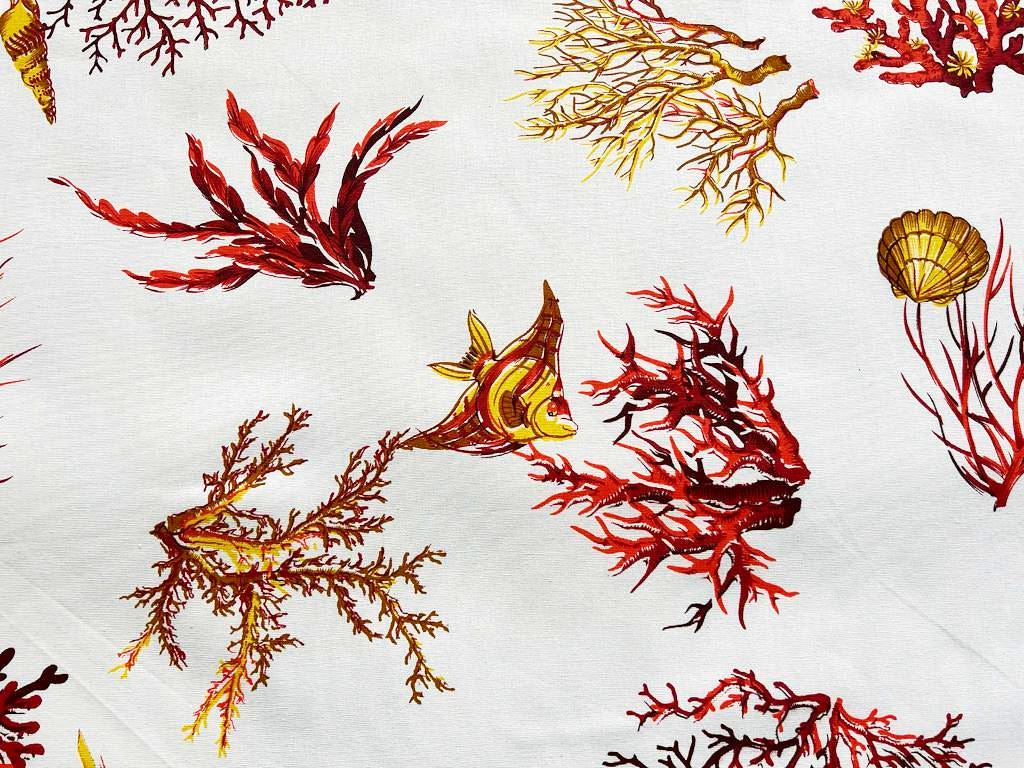 Red Coral Reef Square Tablecloth Cotton 140cm x 140cm Italian Design Australian Made
