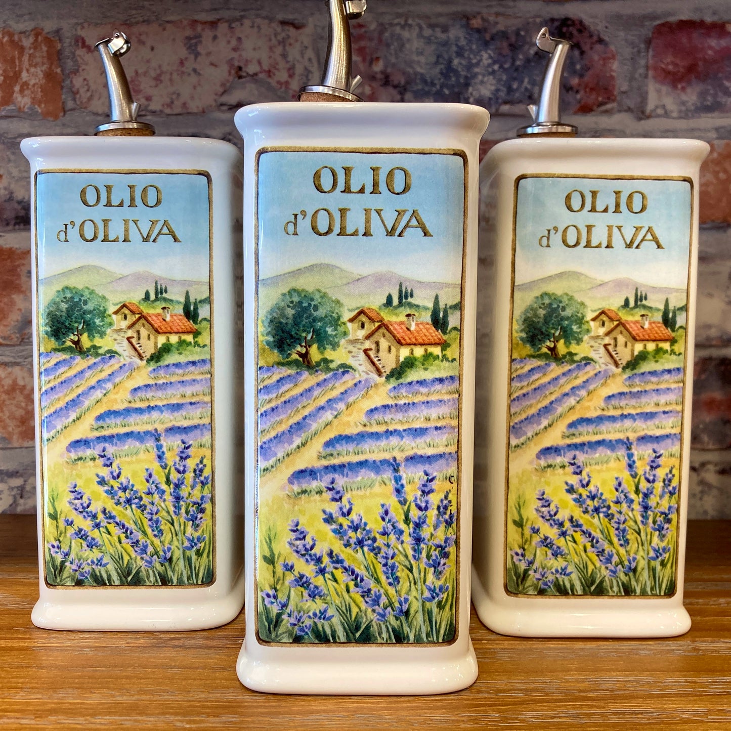 NuovaCER Lavender Italian Ceramic Olive Oil Cruet (500ml) at Piccola Italian Gifts