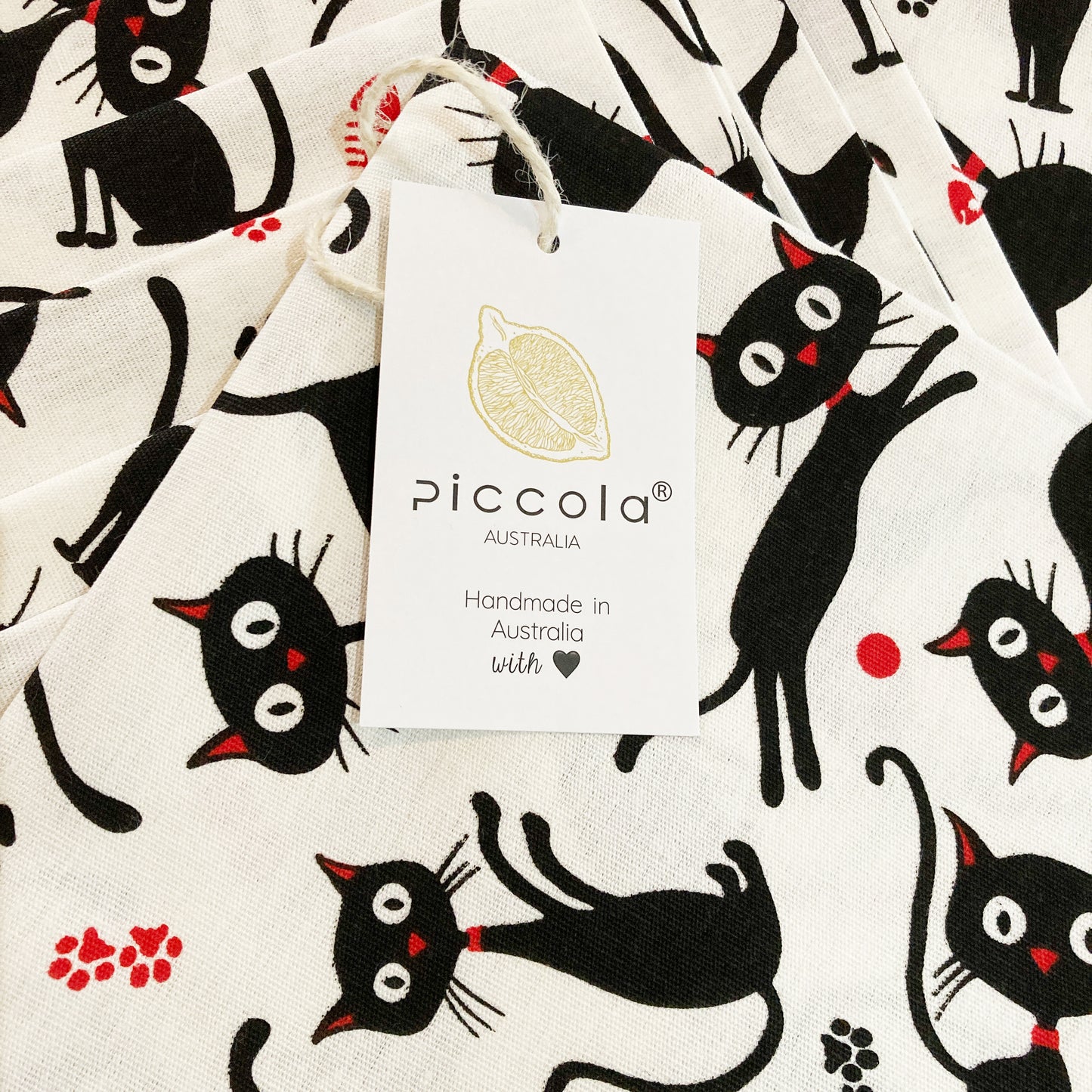 Feline Friends Cotton Pet Cat Tea Towel Italian Designed Australian Made
