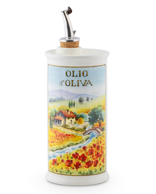 NuovaCER Poppies Italian Ceramic Olive Oil Cruet (500ml) at Piccola Italian Gifts