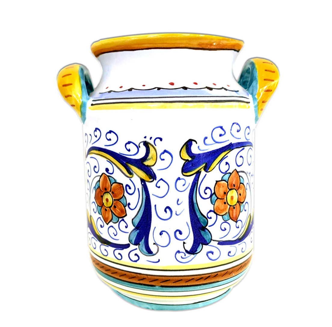 Ricco Deruta Majolica Italian Ceramic Vase Utensil Jar